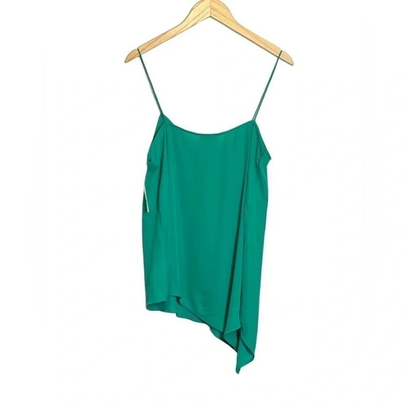 Laundry By Shelli Segal Camisole Top Size 8 Asymmetric Pepper Green - Picture 3 of 7